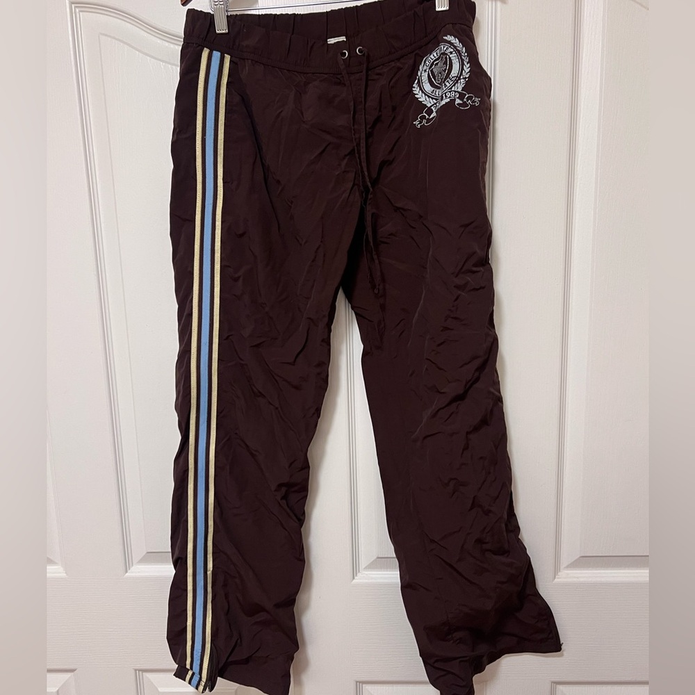 L.e.i. Men's Brown Track Pants with Stripe- Large